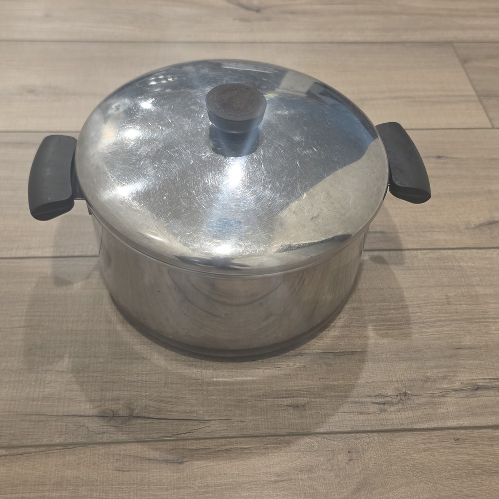 1801 Revere Ware Stainless Steel Copper Clad Bottom 6 Qt Stock Pot with Lid